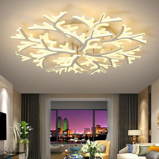 Minimalist White Snowflake LED Flush Mount Lighting for Living Room