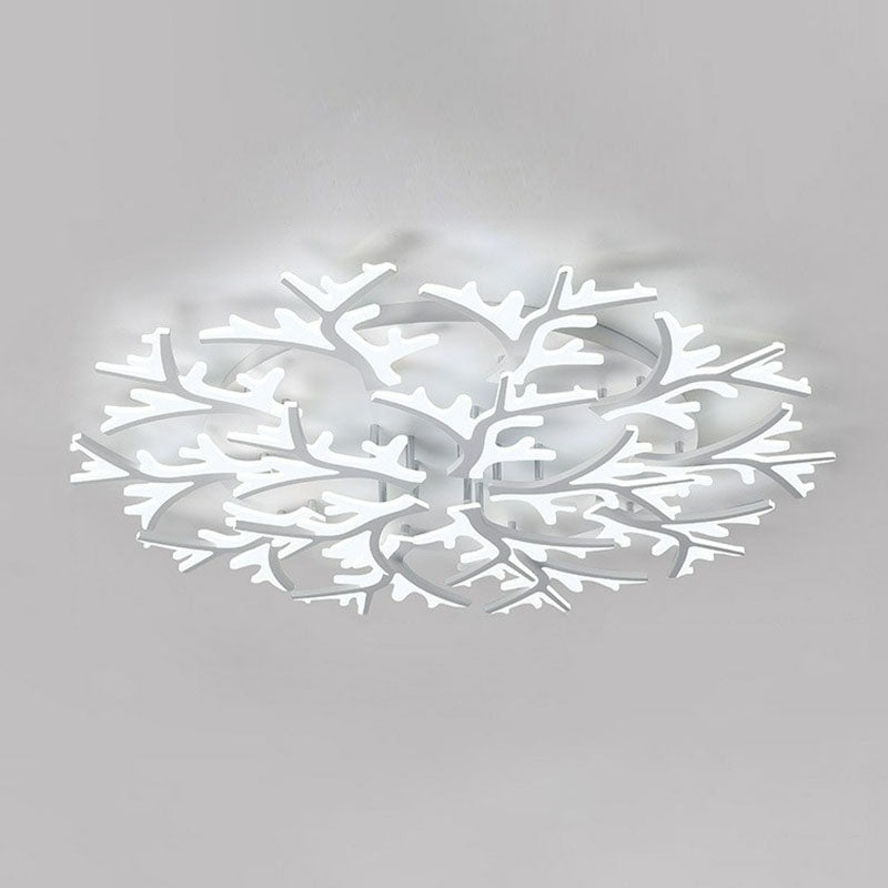 Minimalist White Snowflake LED Flush Mount Lighting for Living Room