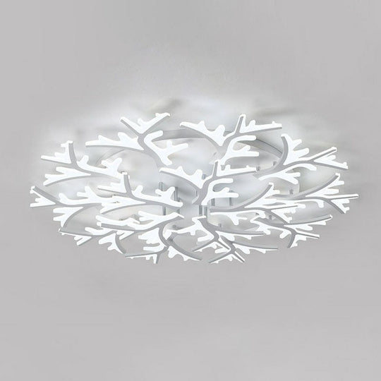 Minimalist White Snowflake LED Flush Mount Lighting for Living Room