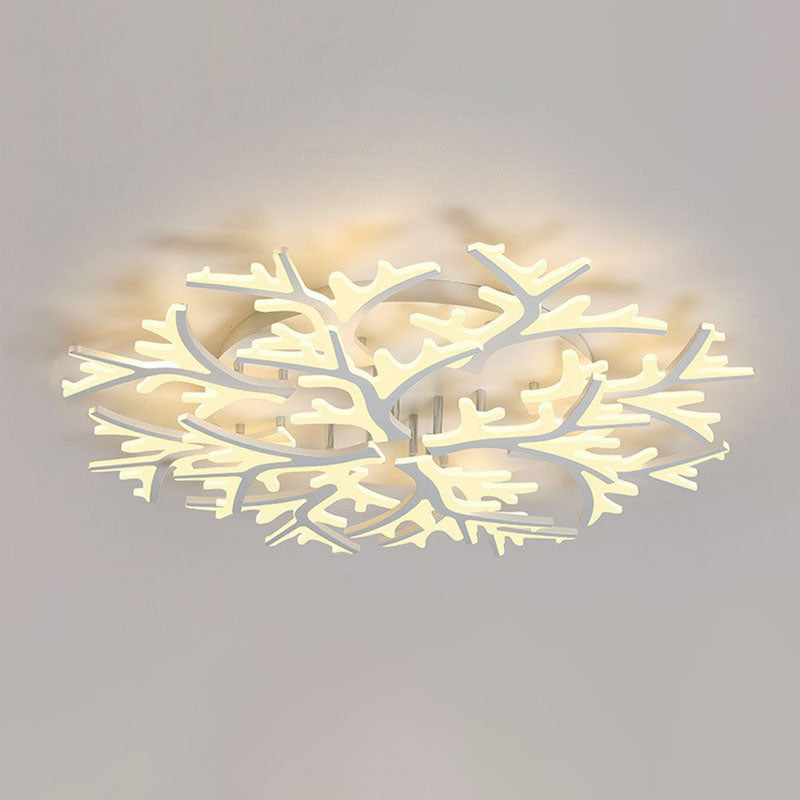 Minimalist White Snowflake LED Flush Mount Lighting for Living Room