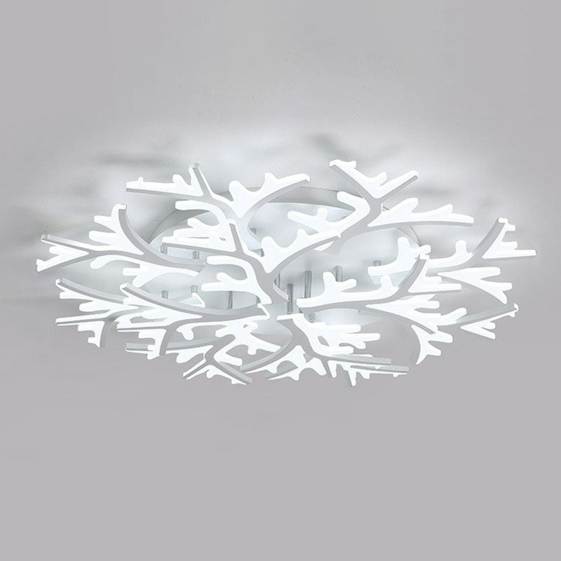 Minimalist White Snowflake LED Flush Mount Lighting for Living Room