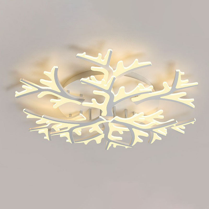 Minimalist White Snowflake LED Flush Mount Lighting for Living Room