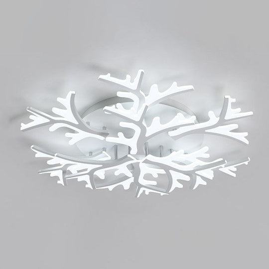 Minimalist White Snowflake LED Flush Mount Lighting for Living Room