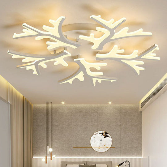 Minimalist White Snowflake LED Flush Mount Lighting for Living Room