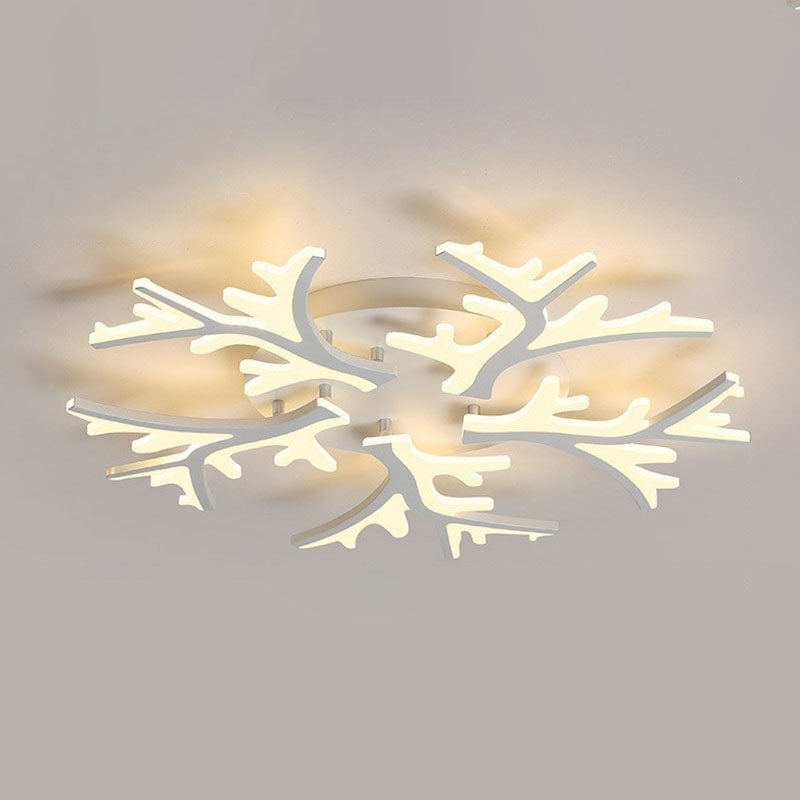 Minimalist White Snowflake LED Flush Mount Lighting for Living Room