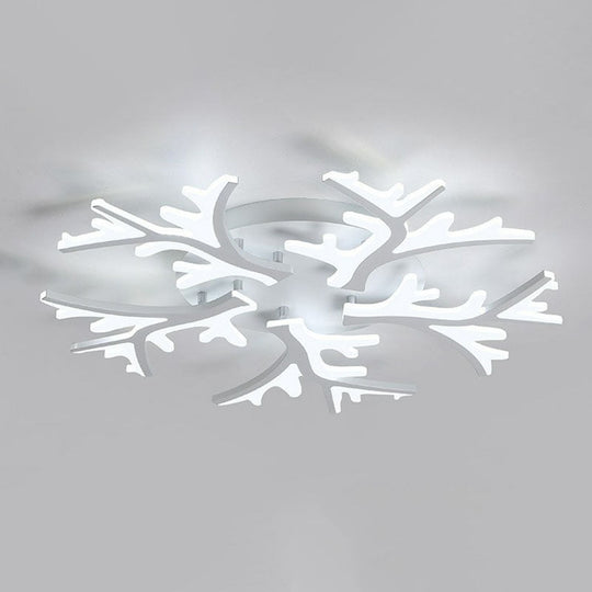 Minimalist White Snowflake LED Flush Mount Lighting for Living Room