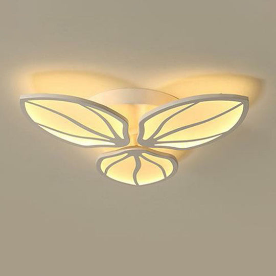 Contemporary Foliage Acrylic LED Ceiling Light for Bedroom - White Semi Flush Mount Fixture