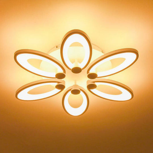 Modern Acrylic Led Semi Flush Mount Ceiling Light - Ideal For Living Room 6 / White Warm