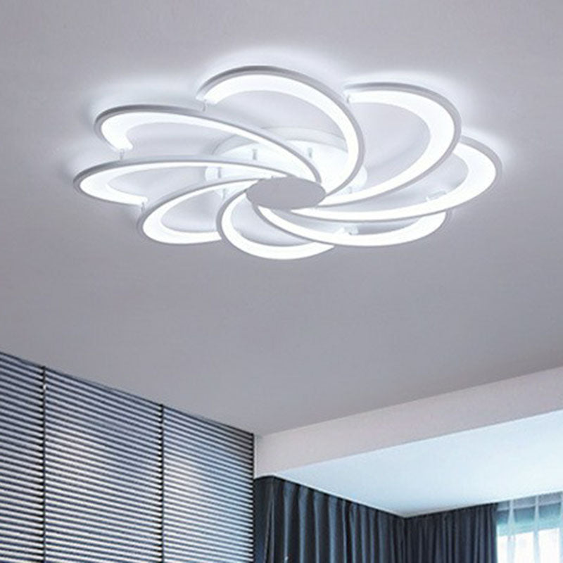 Contemporary LED Flower Flush Ceiling Light: Acrylic Living Room Lighting Fixture