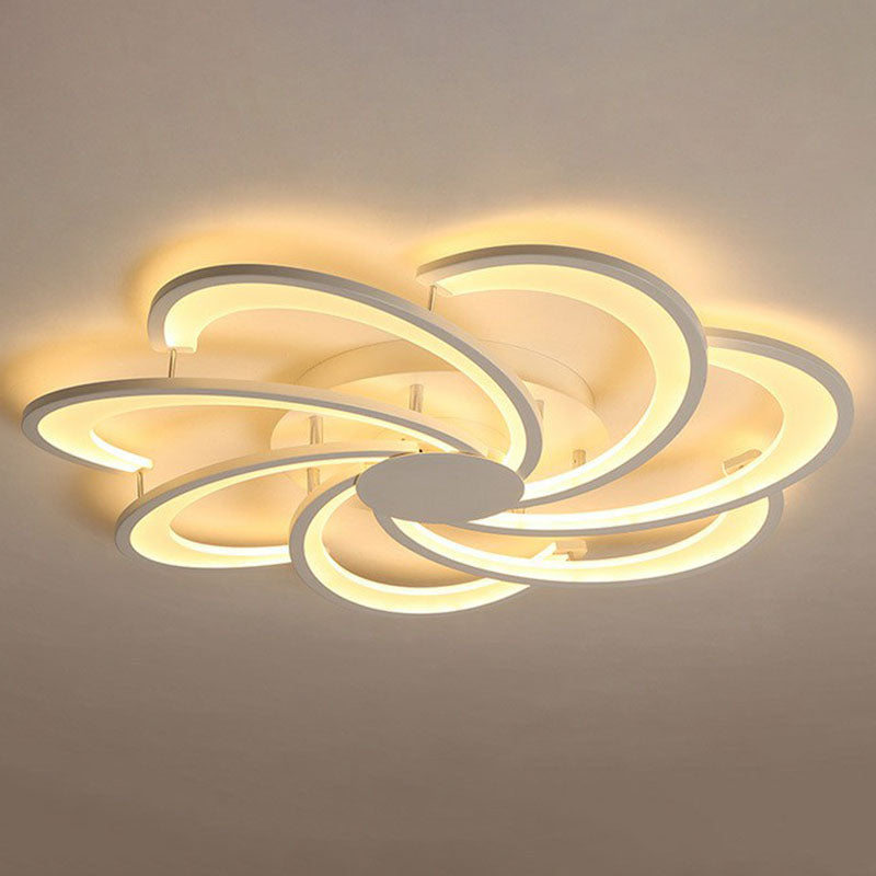 Contemporary LED Flower Flush Ceiling Light: Acrylic Living Room Lighting Fixture