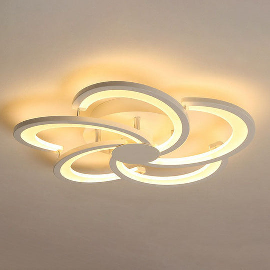 Contemporary LED Flower Flush Ceiling Light: Acrylic Living Room Lighting Fixture