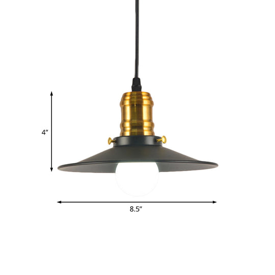 Wrought Iron Industrial Pendant Light - 8.5"/10" Saucer Shape, Black, 1-Light for Living Room