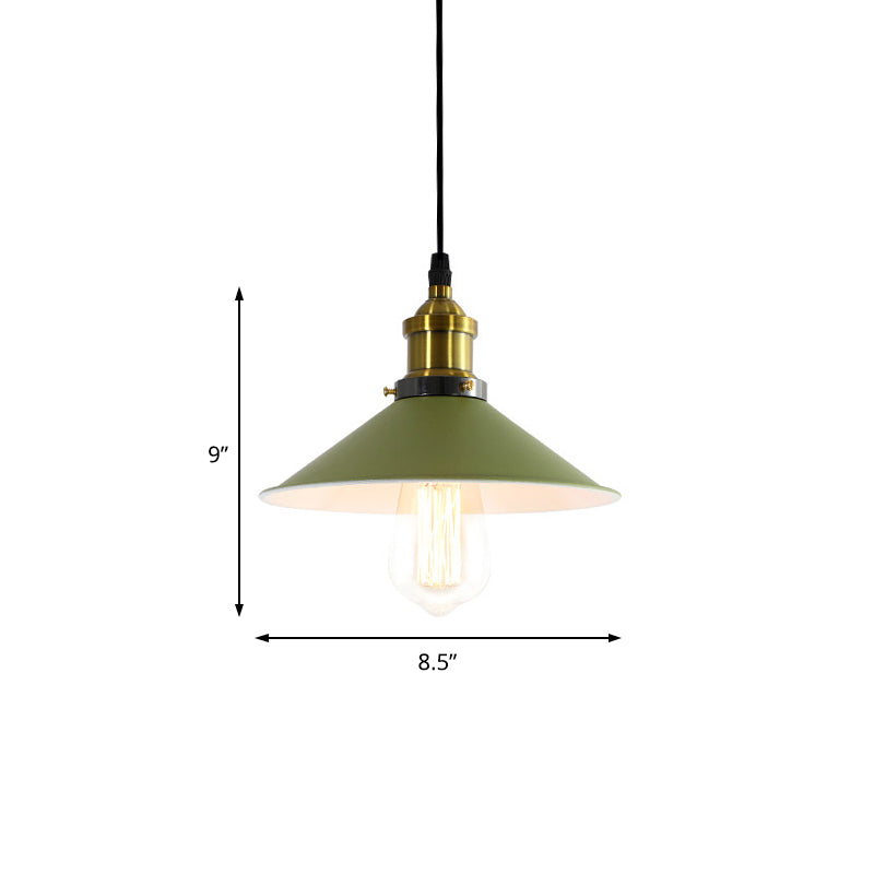 Industrial Cone Shade Pendant Light For Restaurants - Green/Grey