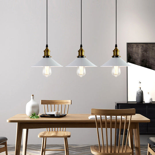 Industrial Metal Cone Pendant Light with Green/Grey Shade for Restaurants - 1-Light Hanging Lamp