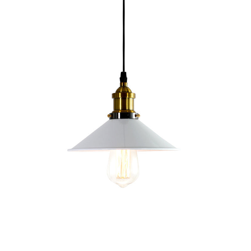 Industrial Metal Cone Pendant Light with Green/Grey Shade for Restaurants - 1-Light Hanging Lamp