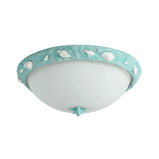 Opal Glass Girls Bedroom Dome Ceiling Fixture - Modern & Stylish Green Flush Mount Light