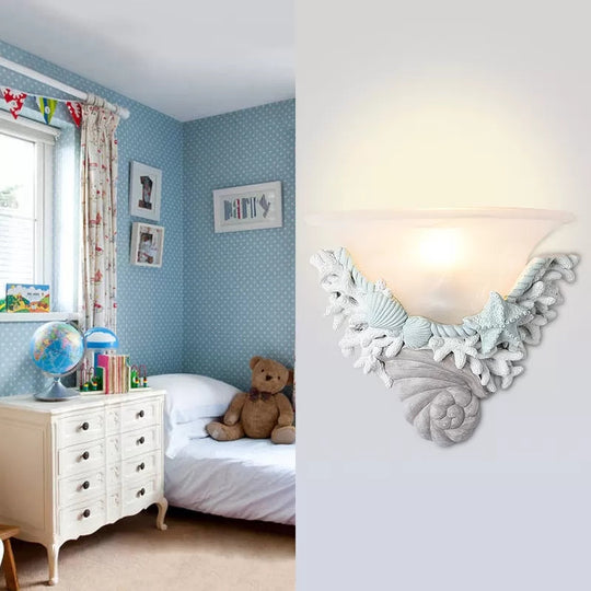 Shell Led Wall Lamp: Modern Stylish Bell Light For Baby Kid Bedroom Blue