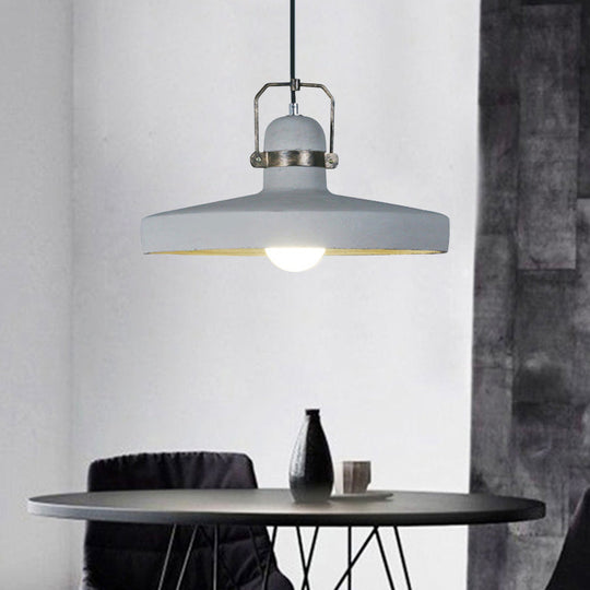 Antique Cement and Metal Pendant Lamp: Grey 1-Bulb Hanging Light for Restaurants