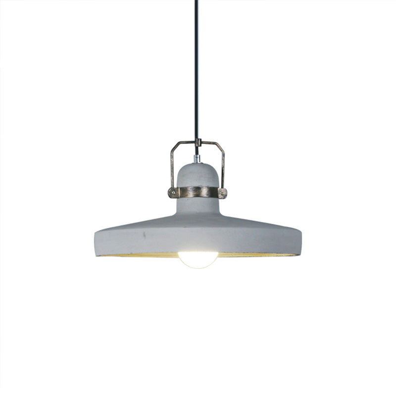 Antique Cement and Metal Pendant Lamp: Grey 1-Bulb Hanging Light for Restaurants