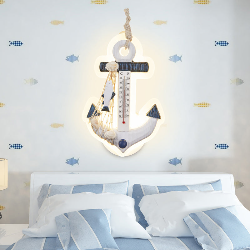 Modern Anchor Wall Light With Thermometer White Sconce For Living Room