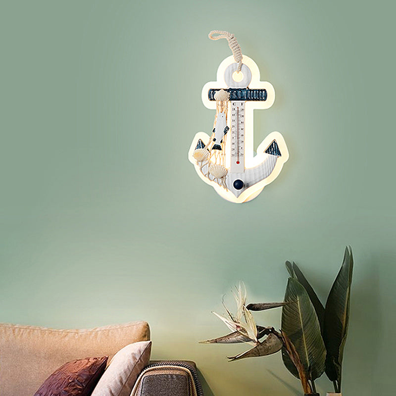 Modern Anchor Wall Light With Thermometer White Sconce For Living Room