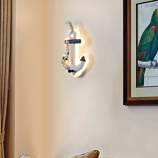 Modern Anchor Wall Light With Thermometer White Sconce For Living Room