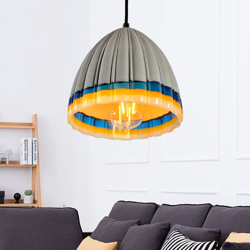 Contemporary Grey Dome Pendant Light for Living Room Ceiling