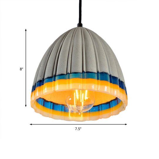 Contemporary Grey Dome Pendant Light for Living Room Ceiling