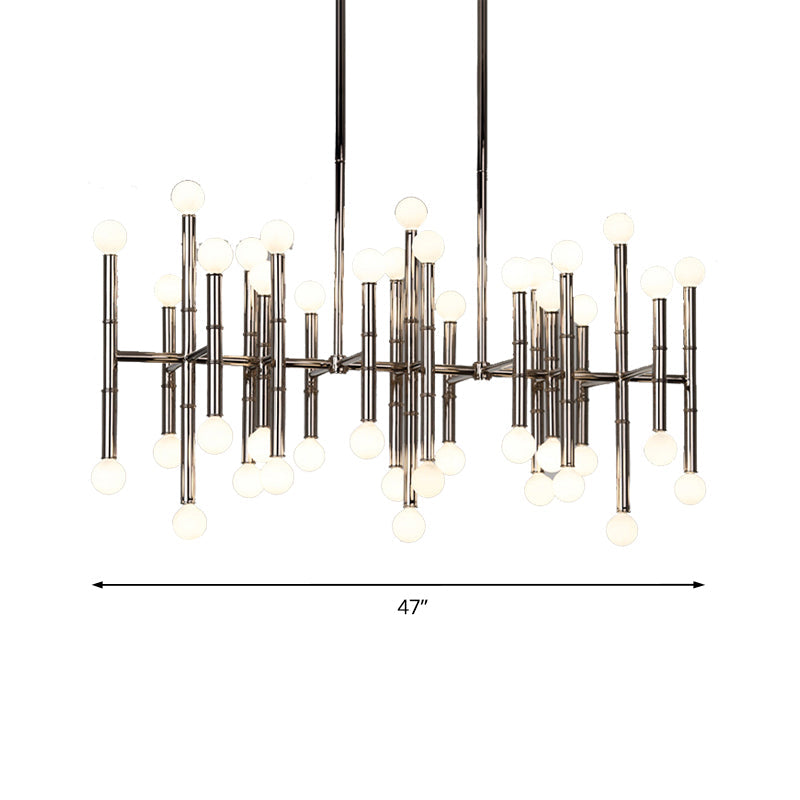 Modern Metal Island Light - Multi-Rod 42-Head Black/Chrome/Gold Up & Down Lighting Fixture