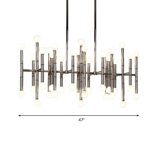 Modern Metal Island Light - Multi-Rod 42-Head Black/Chrome/Gold Up & Down Lighting Fixture