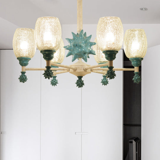 Sea Urchin Glass Hanging Light: Oval Shade Chandelier In Mediterranean Style For Baby Bedroom