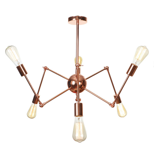 Rustic Copper Sputnik Pendant Chandelier - Indoor Light Fixture with 6/8/10 Lights