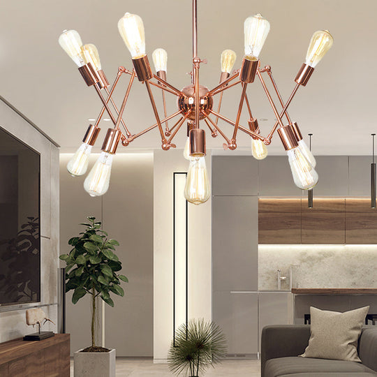 Rustic Copper Sputnik Pendant Chandelier - Indoor Light Fixture with 6/8/10 Lights