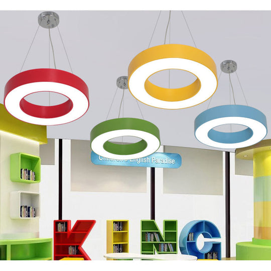 Adjustable Metal Drum Pendant Light with Integrated LED for Play Room