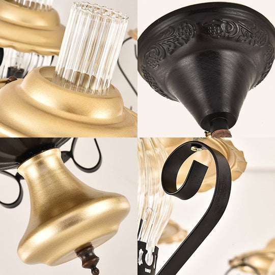 Industrial Brass Iron and Glass Lantern Ceiling Pendant - Single Light Bedroom Pendant