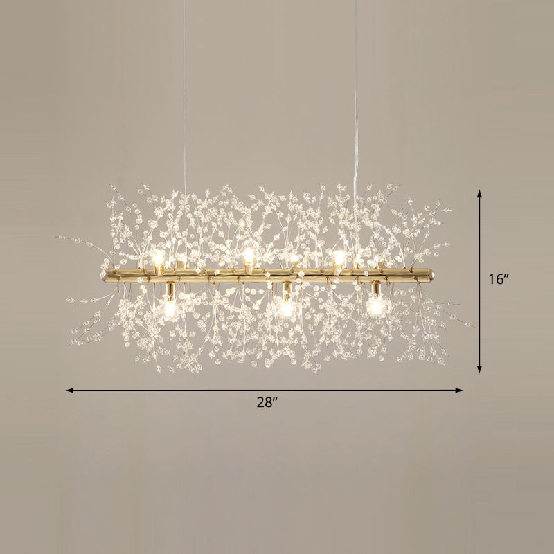 Modern Crystal Flower Island Pendant Ceiling Lamp For Kitchen (9/12-Head Chrome/Gold)