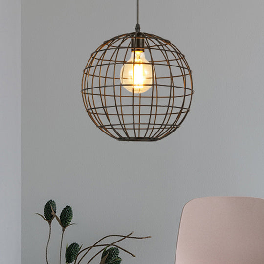 Metal Industrial Hanging Pendant Light with Globe Shade - Ideal for Living Room Ceiling Lighting