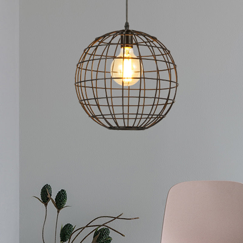 Industrial Metal Pendant Light With Globe Shade Ideal For Living Room Ceiling Lighting