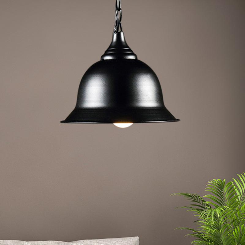 Industrial Black/Red/Yellow Dome Pendant Light Fixture - Hanging Ceiling Light for Living Room