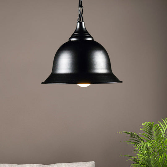 Industrial Black/Red/Yellow Dome Pendant Light Fixture - Hanging Ceiling Light for Living Room