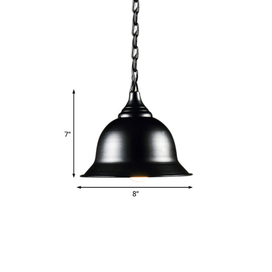 Industrial Black/Red/Yellow Dome Pendant Light Fixture - Hanging Ceiling Light for Living Room