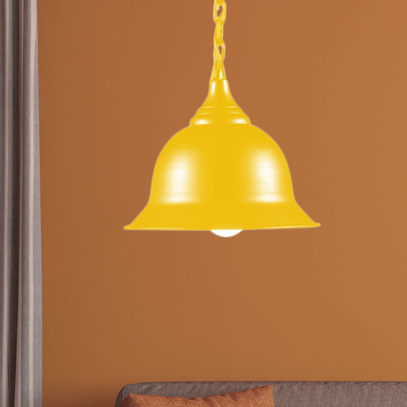 Industrial Dome Pendant Light - Black/Red/Yellow Metal Ideal For Living Room Ceiling Yellow