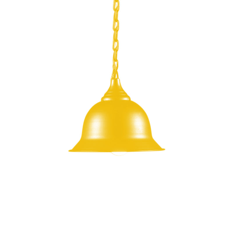 Industrial Black/Red/Yellow Dome Pendant Light Fixture - Hanging Ceiling Light for Living Room