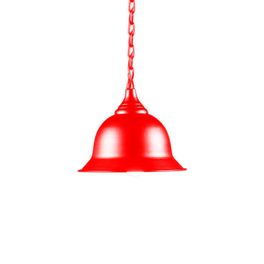 Industrial Dome Pendant Light - Black/Red/Yellow Metal Ideal For Living Room Ceiling