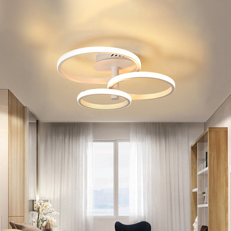 Nordic Stacked Ring Ceiling Light - Acrylic Brown/White Led 23.5/19.5 Wide Warm/White