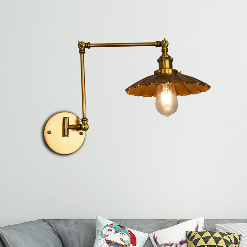 Vintage Brass Cone Pendant Ceiling Light For Living Room - 1-Light Metal Hanging Fixture