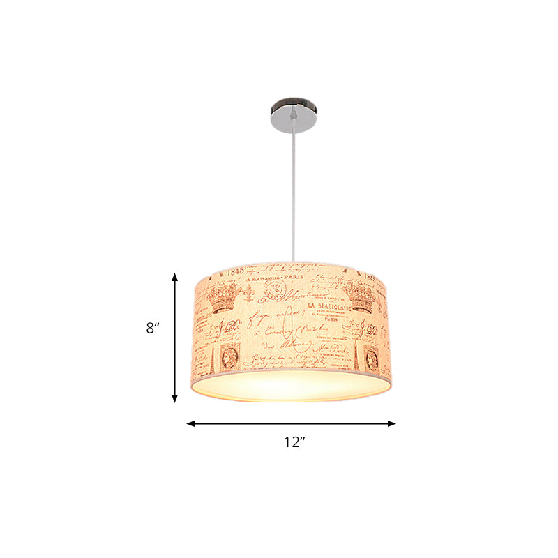 Modern Fabric Drum Hanging Light For Kids Bedroom - Child-Friendly Suspension