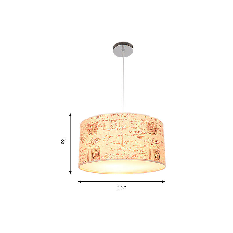 Modern Fabric Drum Hanging Light For Kids Bedroom - Child-Friendly Suspension