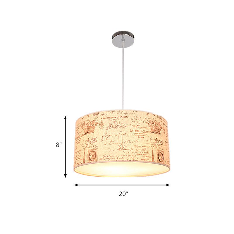 Modern Fabric Drum Hanging Light For Kids Bedroom - Child-Friendly Suspension