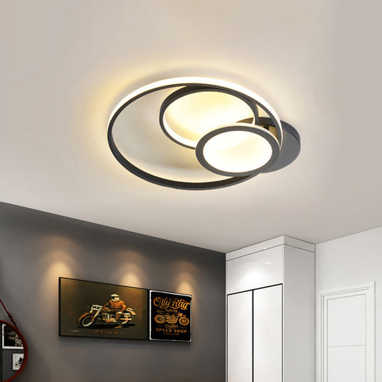 Modern Acrylic Led Ceiling Lamp Multi-Ring Flush Mount Fixture For Bedroom With Warm/White Light